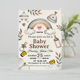 "Blue Eucalyptus Baby Shower Invitation Card Custo