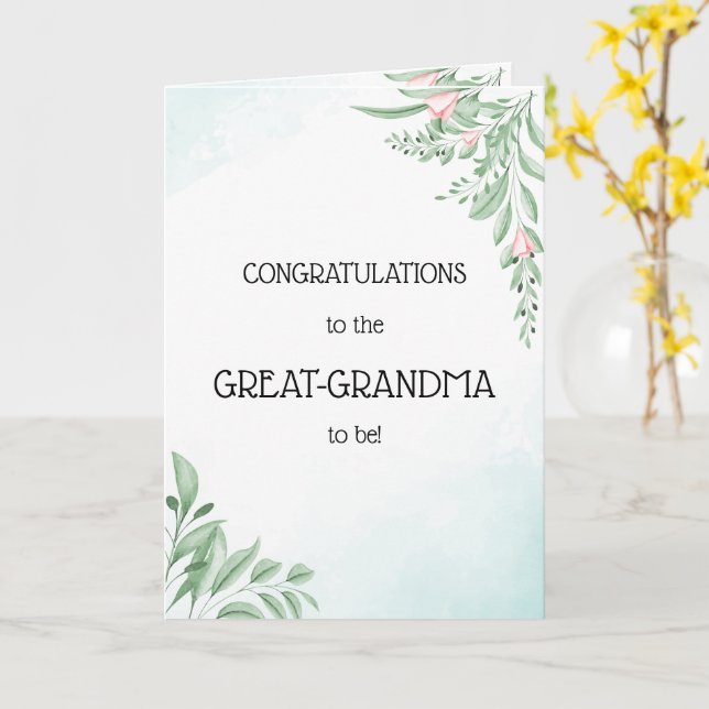 Blue Eucalyptus Congratulations Grandma-to-be Card (Yellow Flower)
