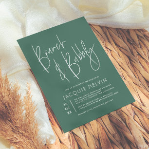 Blue & Eucalyptus Green Brunch & Bubbly Bridal Invitation