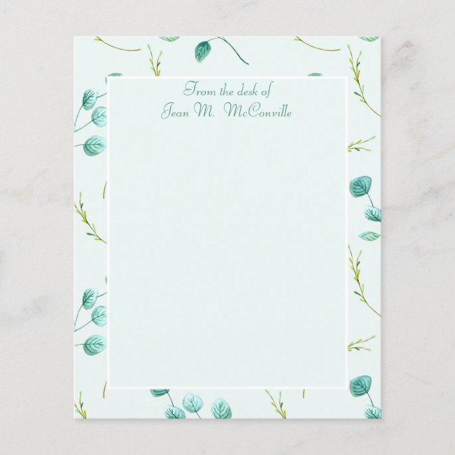 Blue Eucalyptus Personal or Business Stationery (Front)