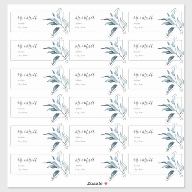 Blue Eucalyptus Sprig Guest Address Labels (Sheet)