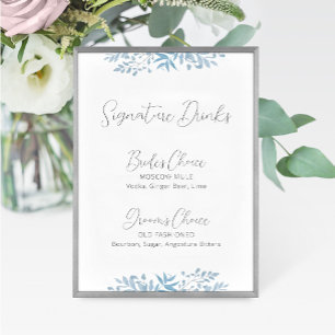 Blue Eucalyptus Wedding Signature Drinks Sign