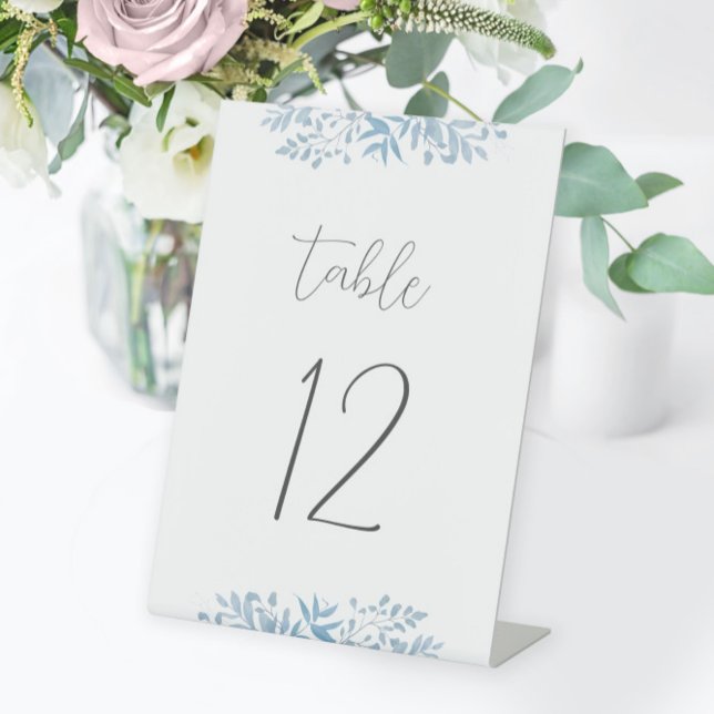 Blue Eucalyptus Wedding Table Number Pedestal Sign (Creator Uploaded)