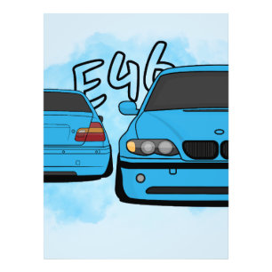 Blue European Sports Sedan Cartoon Car Enthusiast Photo Print