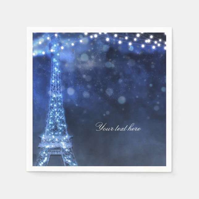 Blue Evening Enchanted Night in Paris Eiffel Tower Napkin (Front)