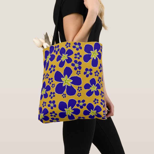 Blue Evening Primrose  design tote bag (Close Up)