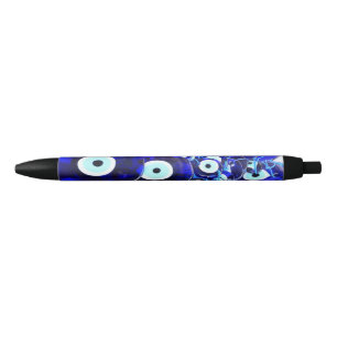 Blue Evil Eye amulets Black Ink Pen