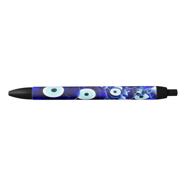 Blue Evil Eye amulets Black Ink Pen (Front)