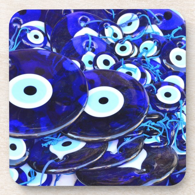 Blue Evil Eye amulets Coaster (Front)