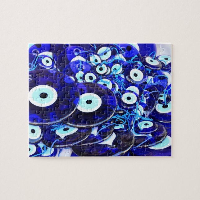 Blue Evil Eye amulets Jigsaw Puzzle (Horizontal)