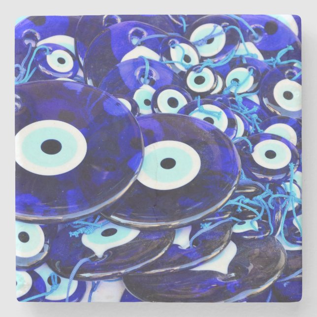 Blue Evil Eye amulets Stone Coaster (Front)