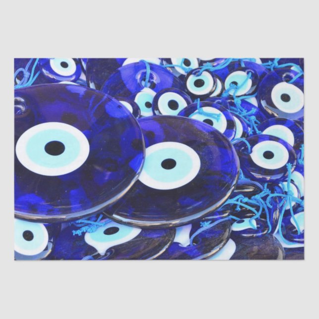 Blue Evil Eye amulets Tissue Paper (Front)