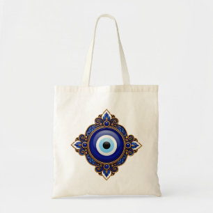 Blue Evil Eye Design Tote Bag