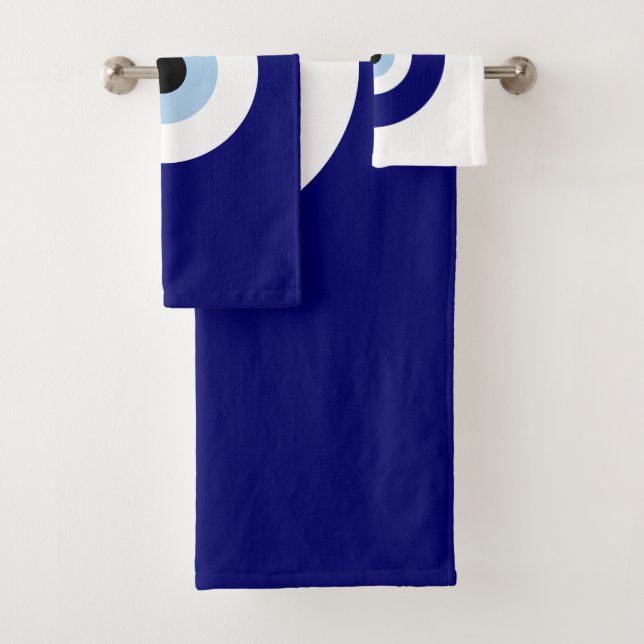 Blue Evil Eye Good luck & Protection Symbol Bath Towel Set (Insitu)
