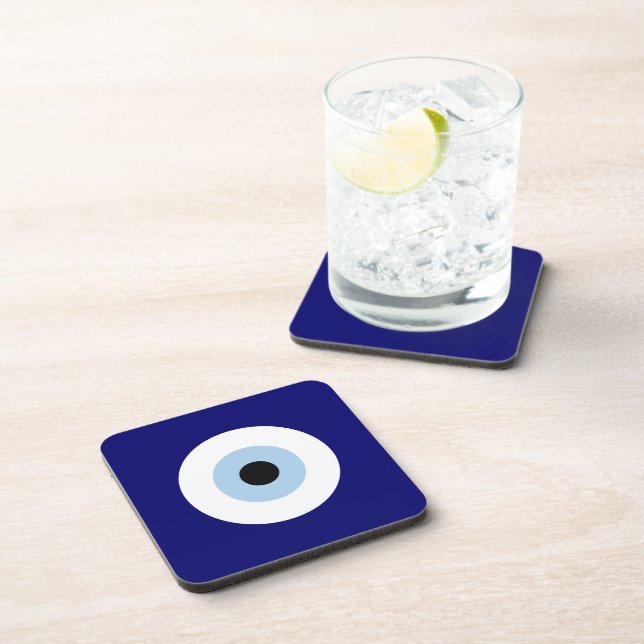 Blue Evil Eye Good luck & Protection Symbol Coaster (Right Side)