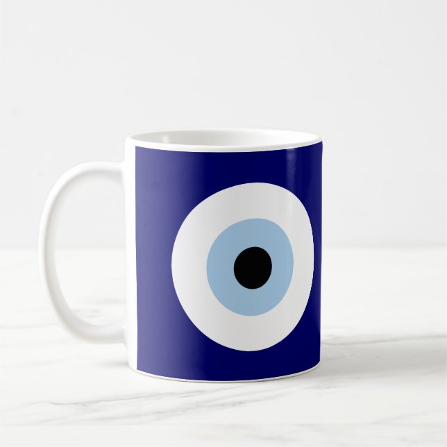 Blue Evil Eye Good luck & Protection Symbol Coffee Mug (Left)