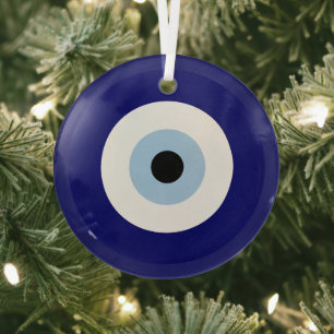 Blue Evil Eye Good luck & Protection Symbol Glass Tree Decoration