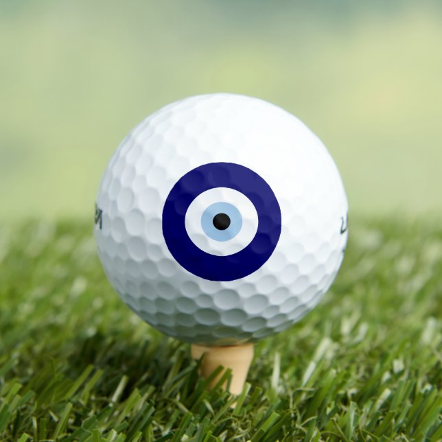 Blue Evil Eye Good luck & Protection Symbol Golf Balls (Insitu Tee)