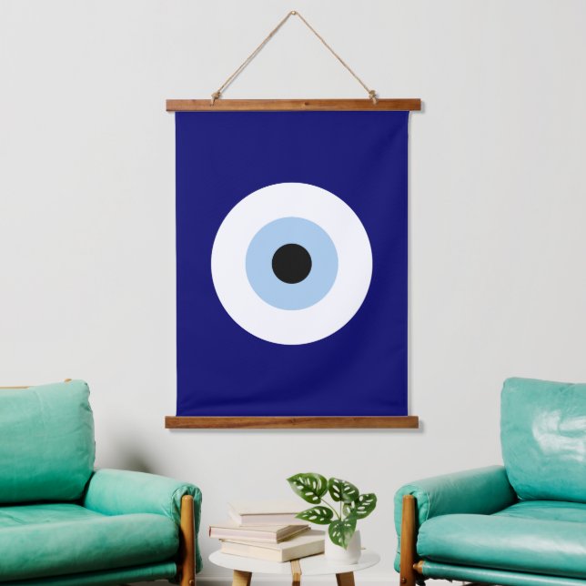 Blue Evil Eye Good luck & Protection Symbol Hanging Tapestry (Living Room)