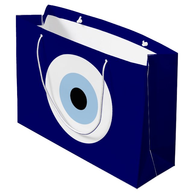 Blue Evil Eye Good luck & Protection Symbol Large Gift Bag (Back Angled)