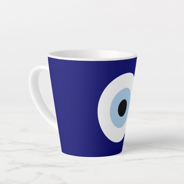 Blue Evil Eye Good luck & Protection Symbol Latte Mug (Left Angle)