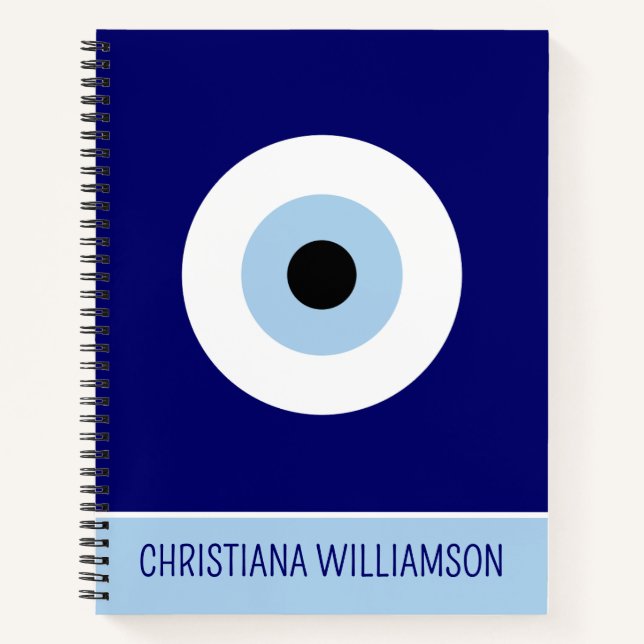 Blue Evil Eye Good luck & Protection Symbol Notebook (Front)