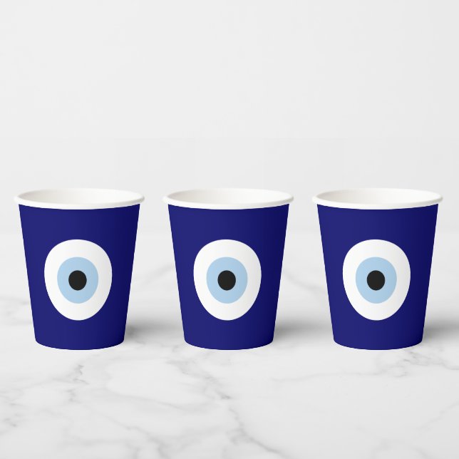 Blue Evil Eye Good luck & Protection Symbol Paper Cups (Multi)