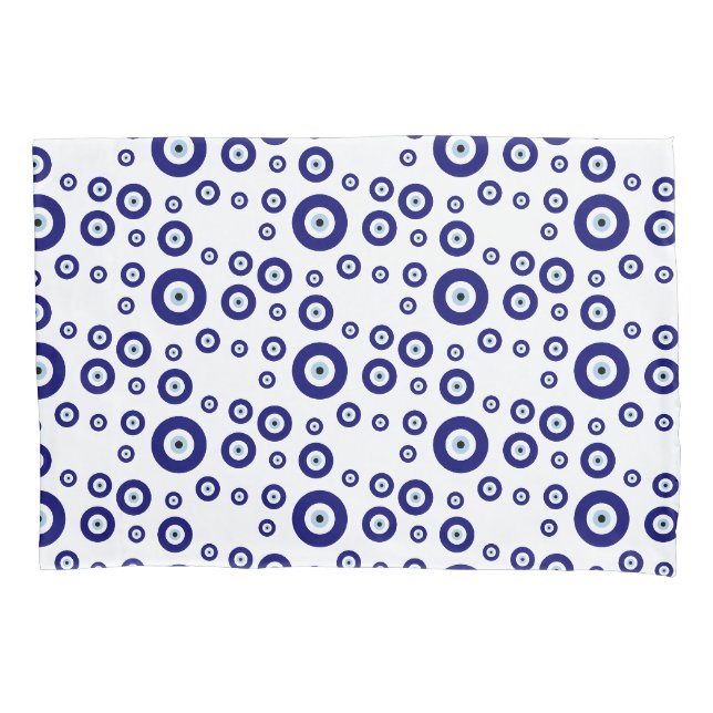 Blue Evil Eye Good luck & Protection Symbol Pillowcase (Front)