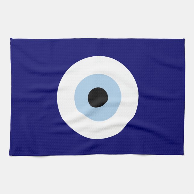 Blue Evil Eye Good luck & Protection Symbol Tea Towel (Horizontal)