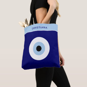 Blue Evil Eye Good luck & Protection Symbol Tote Bag