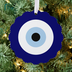 Blue Evil Eye Good luck & Protection Symbol Tree Decoration Card