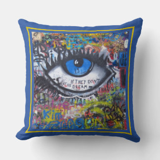 Blue evil eye modern graffiti  cushion