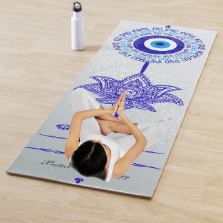 Blue Evil Eye No Bad Vibes Mandala Patterns Yoga Mat
