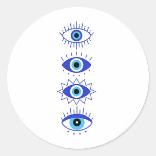 Blue Evil Eyes Energy Meditation Hamsa Mystical Classic Round Sticker