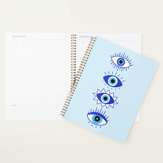 Blue Evil Eyes Energy Meditation Hamsa  Mystical  Planner (Display)