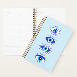 Blue Evil Eyes Energy Meditation Hamsa Mystical Planner