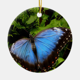 blue exotic butterfly ceramic tree decoration