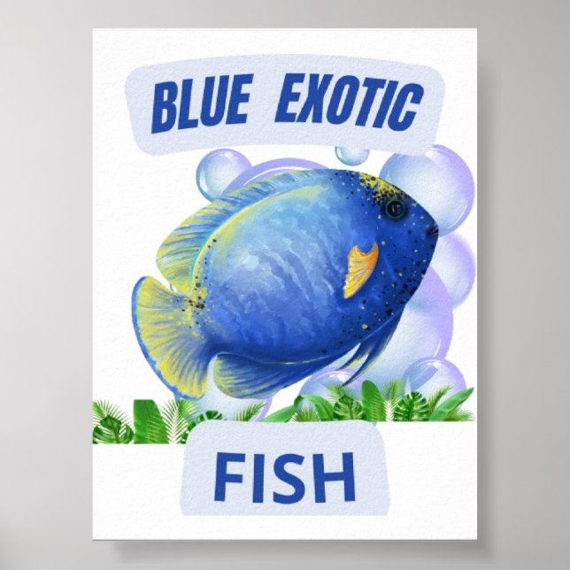 Blue Exotic Fish – Hypnotic Ocean Glow Wall Art (Front)