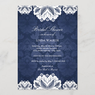 Blue Exotic flower   Bridal Shower Invitation