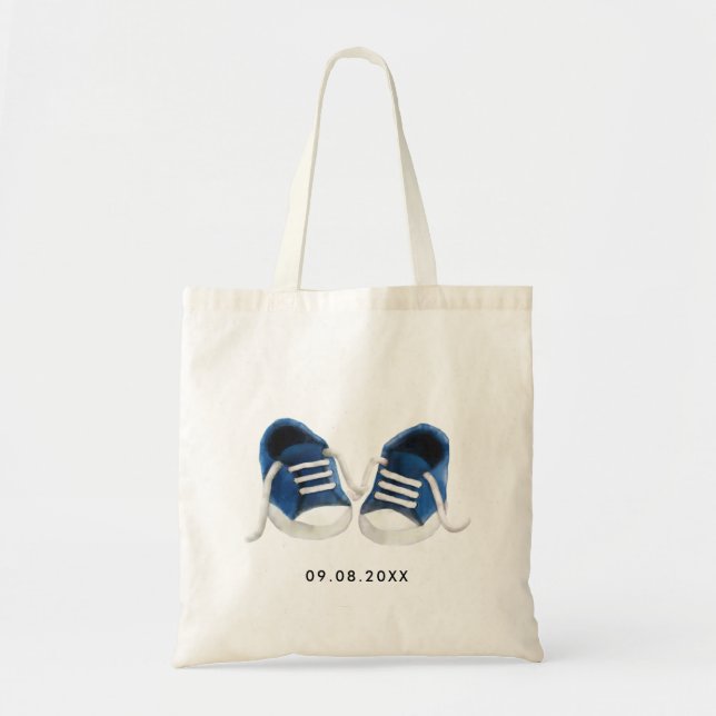 Blue Expected Baby Announcement, Baby Coming Soon Tote Bag (Front)