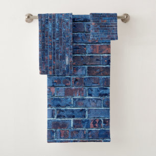 Blue Exposed Brick Cool  Bath Towel Set