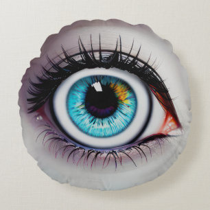 Blue Eye and Lashes Round Cushion