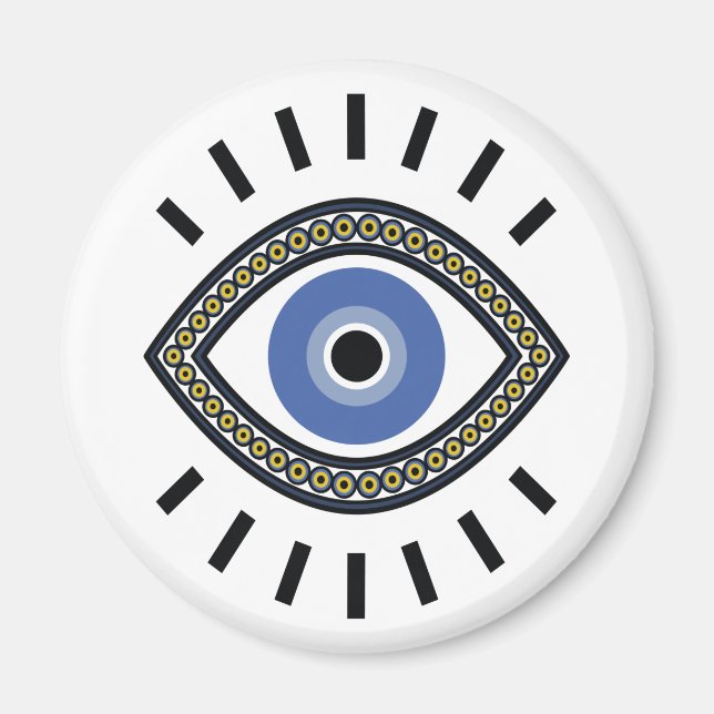 Blue eye bead amulet, ethnic evil eye protection magnet (Front)