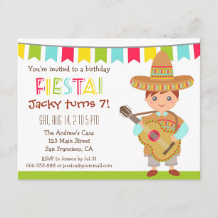 Blue Eye Boy Mexican Fiesta Kids Birthday Party Invitation