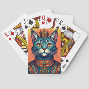 Blue eye cartoon cat playing cards