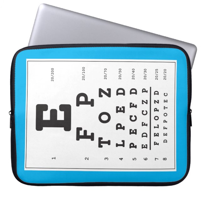 Blue Eye Chart laptop Sleeve (Front)