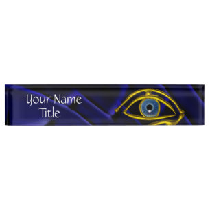 BLUE EYE Doctor Oculist,Ophthalmic Gold Symbol Nameplate