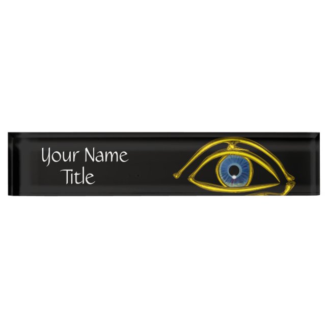 BLUE EYE Doctor,Oculist Ophthalmic Symbol,Black Nameplate (Front)