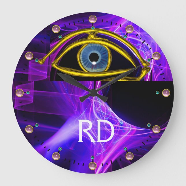 BLUE EYE Doctor,Ophthalmic,Oculist Symbol,Purple Large Clock (Front)