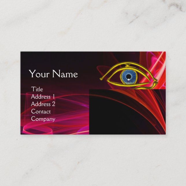 BLUE EYE Doctor,Ophthalmic,Oculist Symbol,Red Pink Business Card (Front)